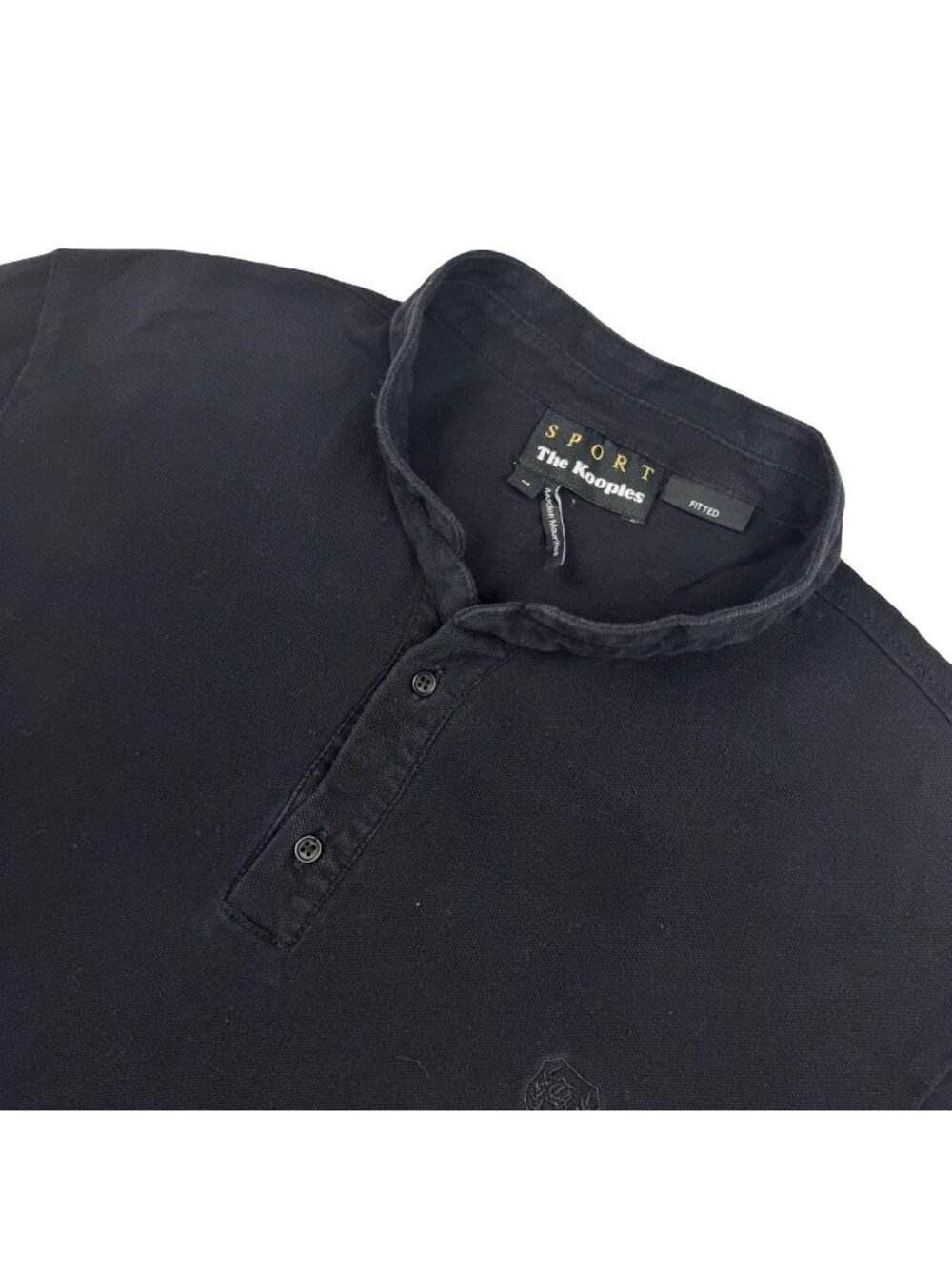 Kooples Sport Men’s Fitted S/S Henley Collar Polo Shirt Black • Medium